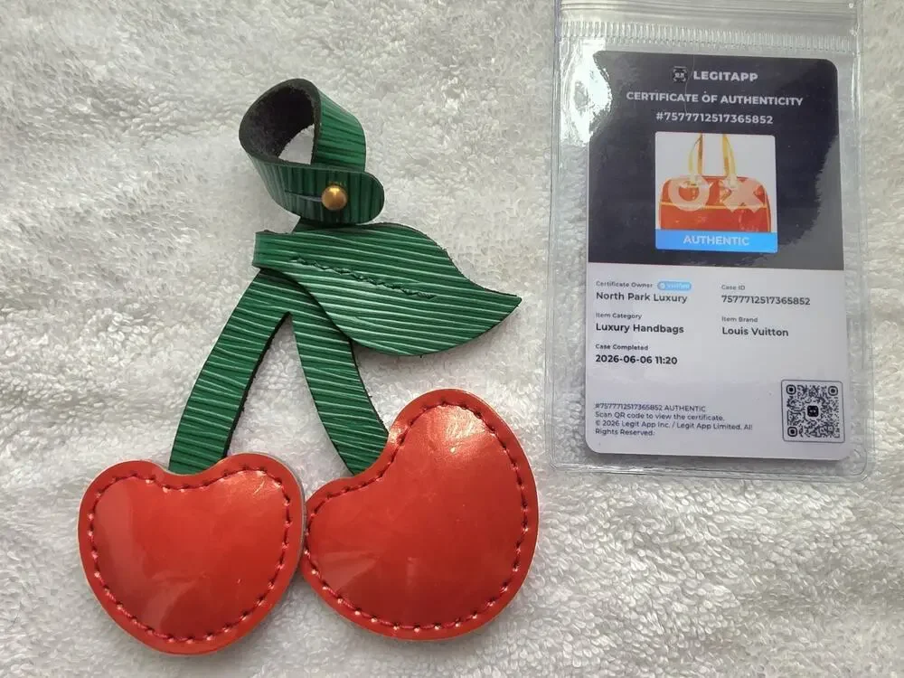 Pre-owned Upcycled Louis Vuitton Red Cherry Bag Charm Logo Accent